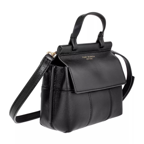 Tory Burch T Mini Ladies Black Leather Satchel 36777-009 - Picture 3 of 10